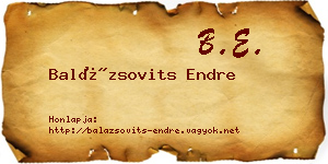 Balázsovits Endre névjegykártya